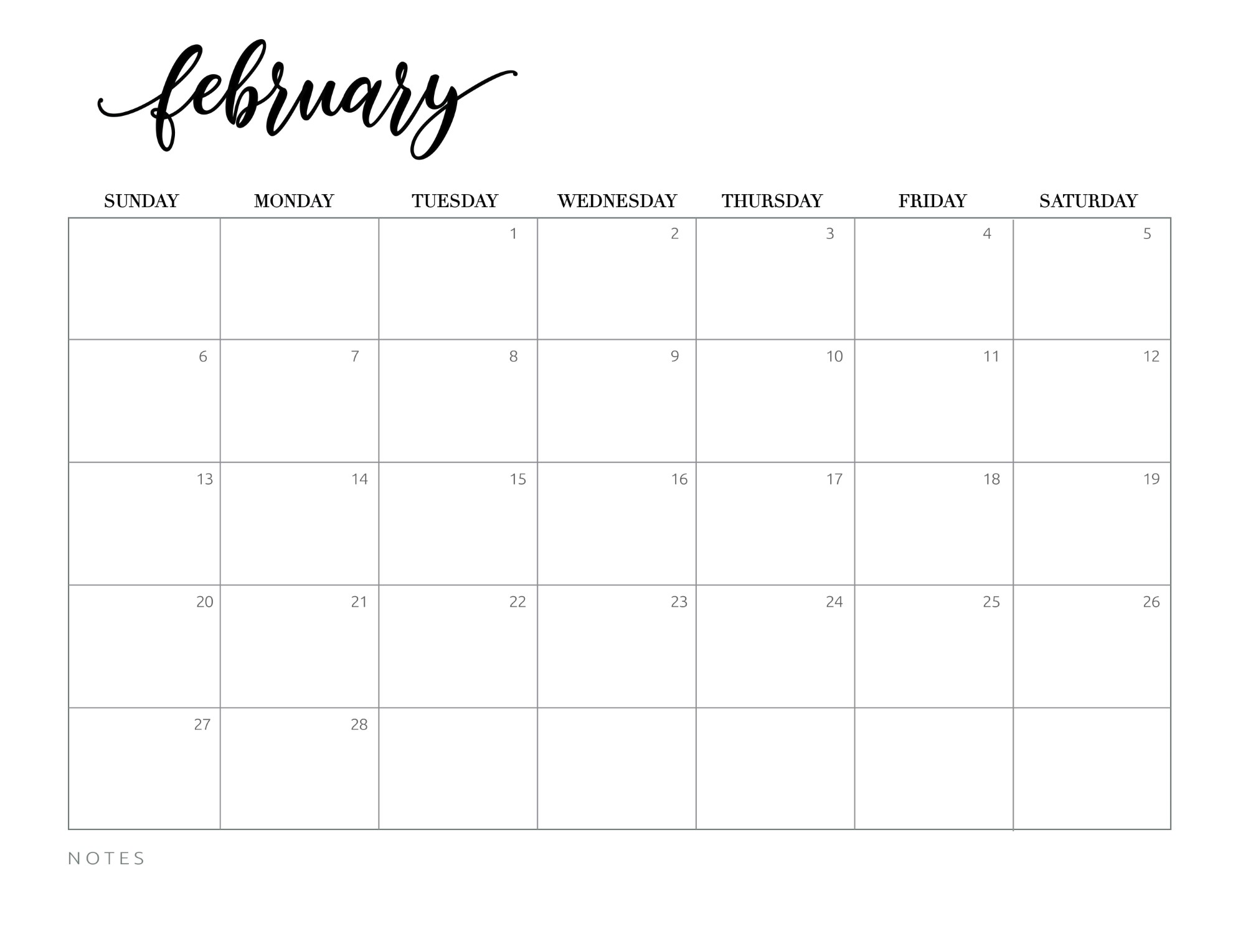 Free Printable February 2022 Calendars - World Of Printables