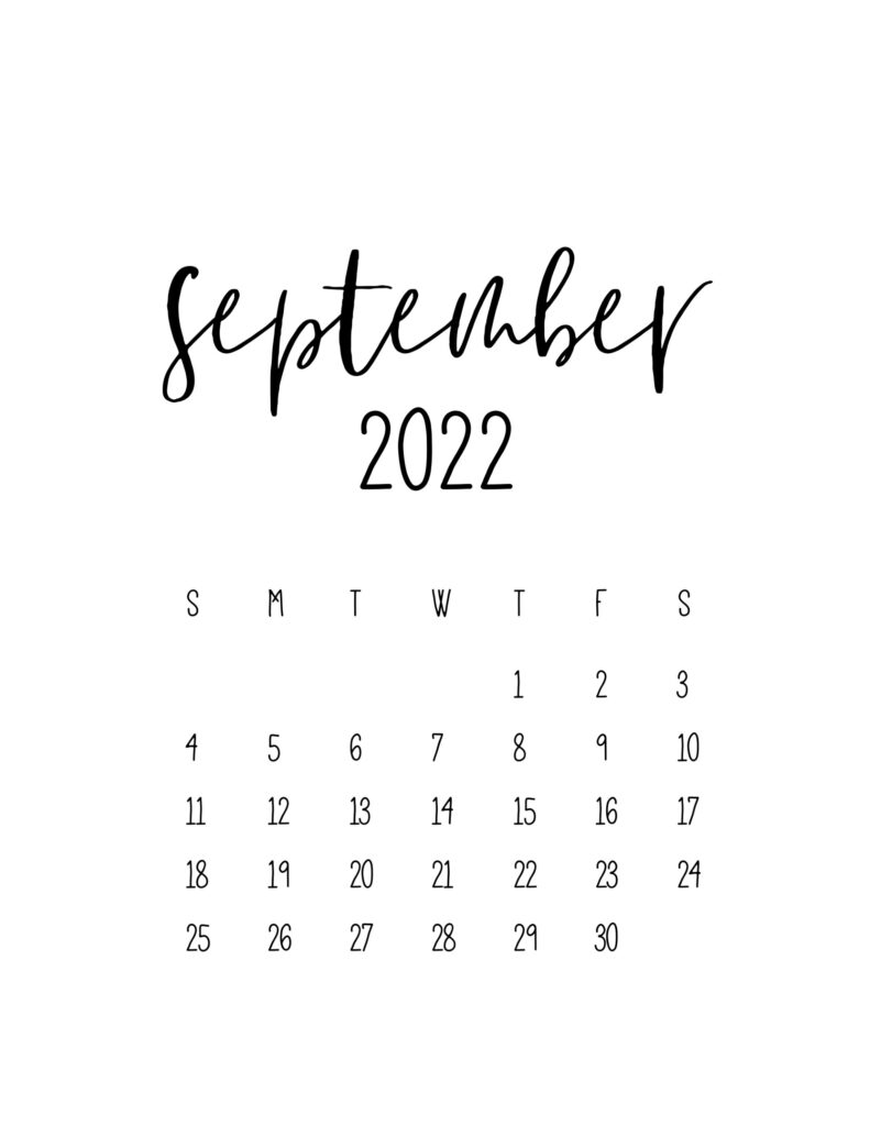 Free Printable September 2022 Calendars - World Of Printables