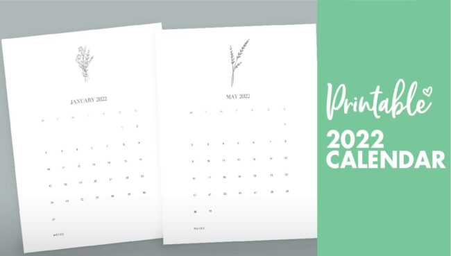 calendar printable 2022