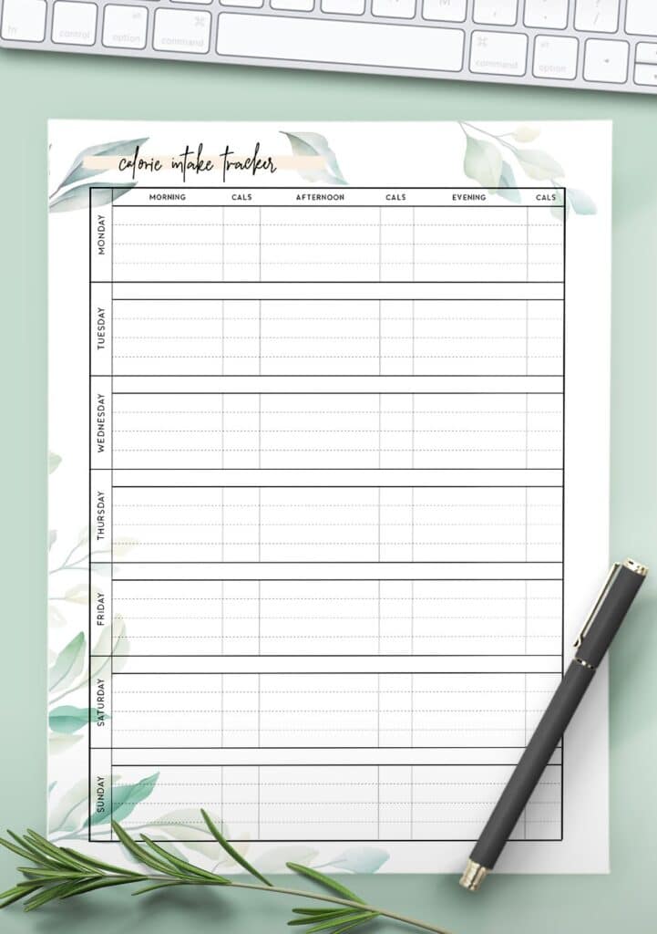 Free Printable Calorie Tracker World of Printables