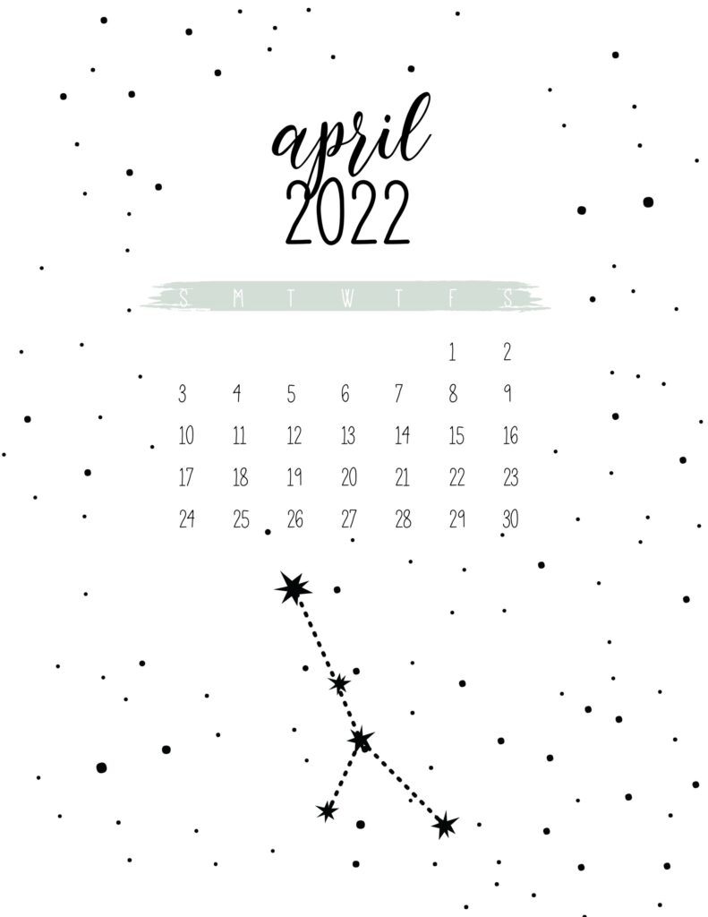 constellations calendar 2022 - april