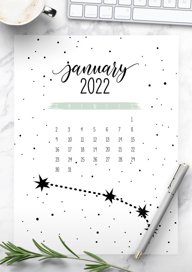 constellations calendar 2022 printable
