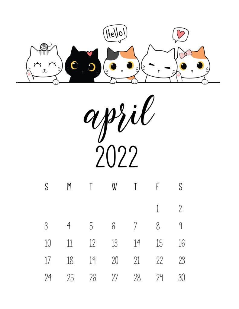 Funny Cat Calendar April 2022