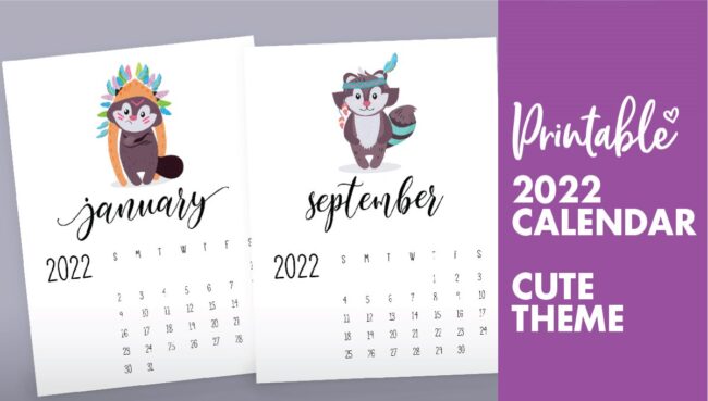 cute 2022 printable calendar - calendar 2022