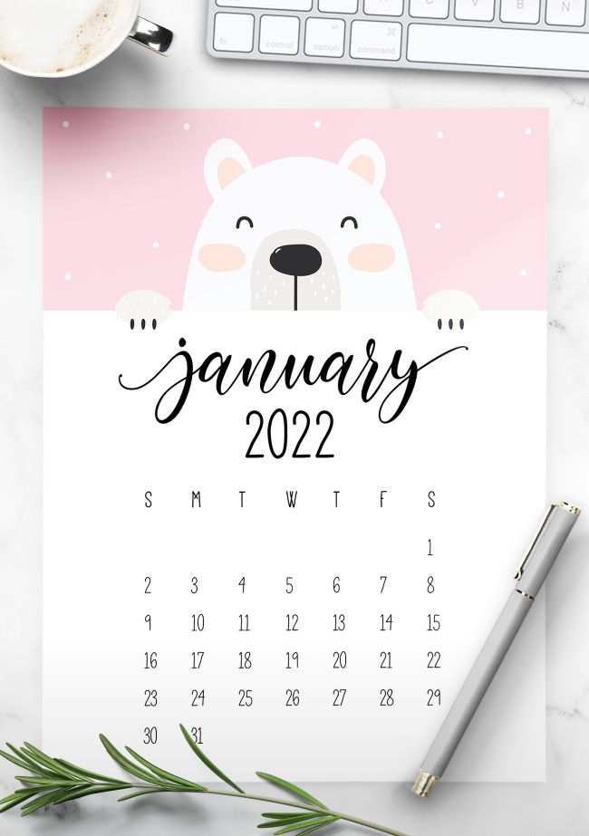 cute bear calendar 2022 world of printables