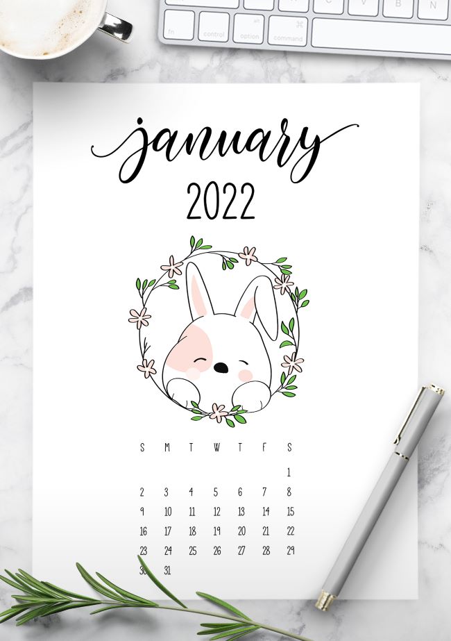 Cute Calendar 2022 Printables - World of Printables