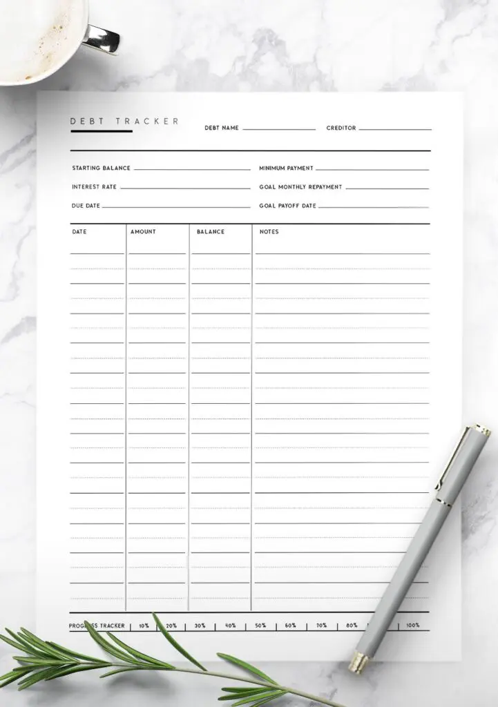 debt tracker template