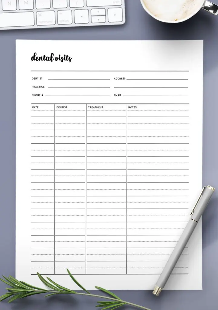 dental record keeping template