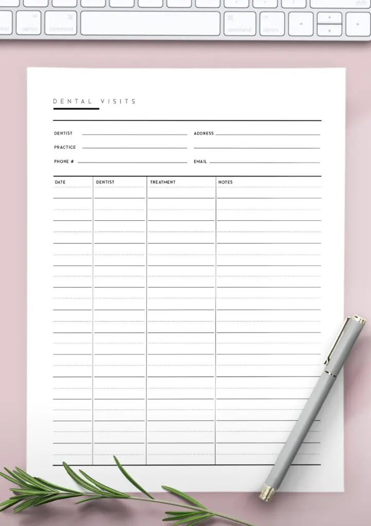 dental record template