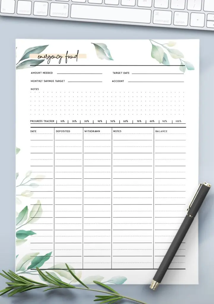 emergency fund tracker template