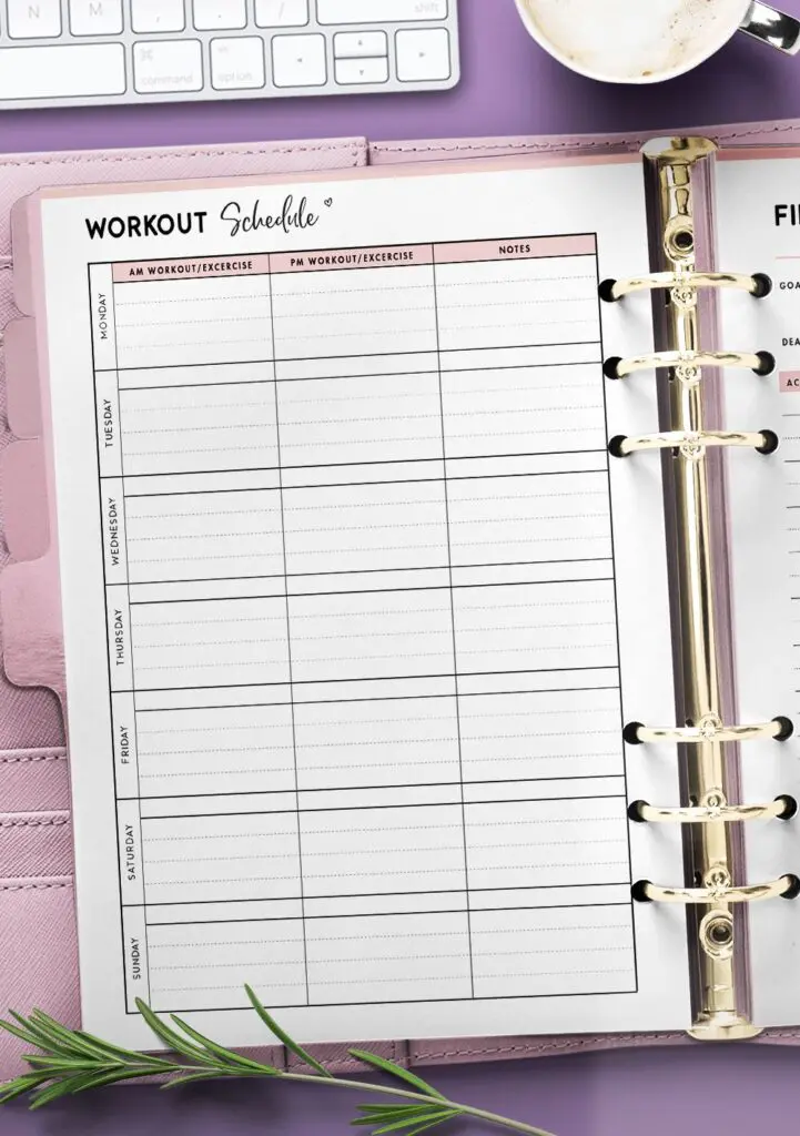 exercise schedule template