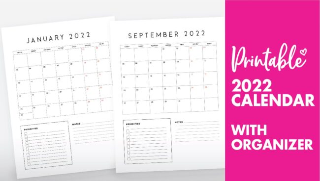 family organiser calendar 2022