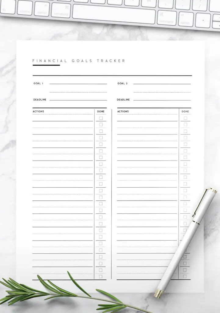 financial goals template