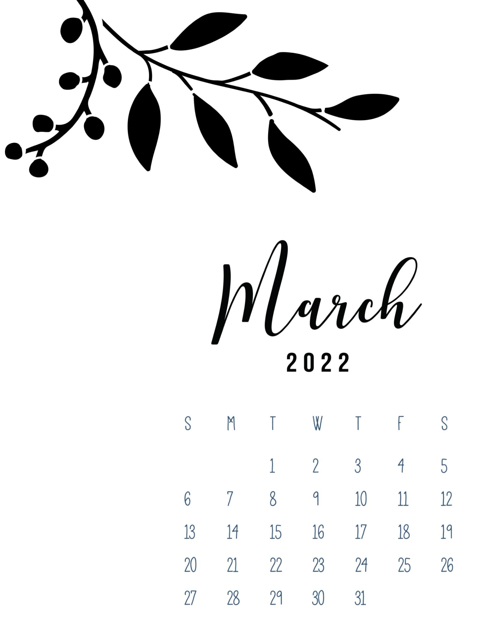 Free Printable March 2022 Calendars World of Printables