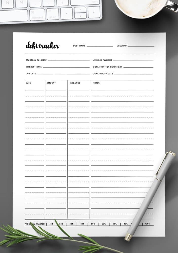 Free Debt Tracker Printable Template World Of Printables