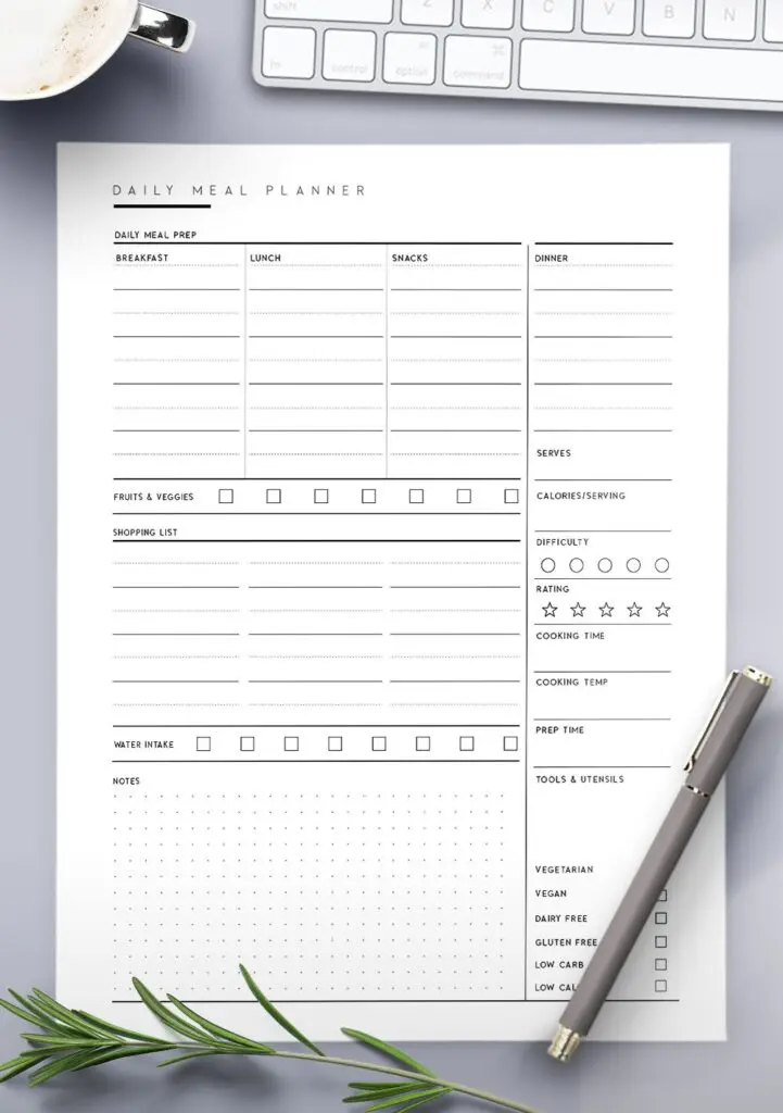 free meal planner template