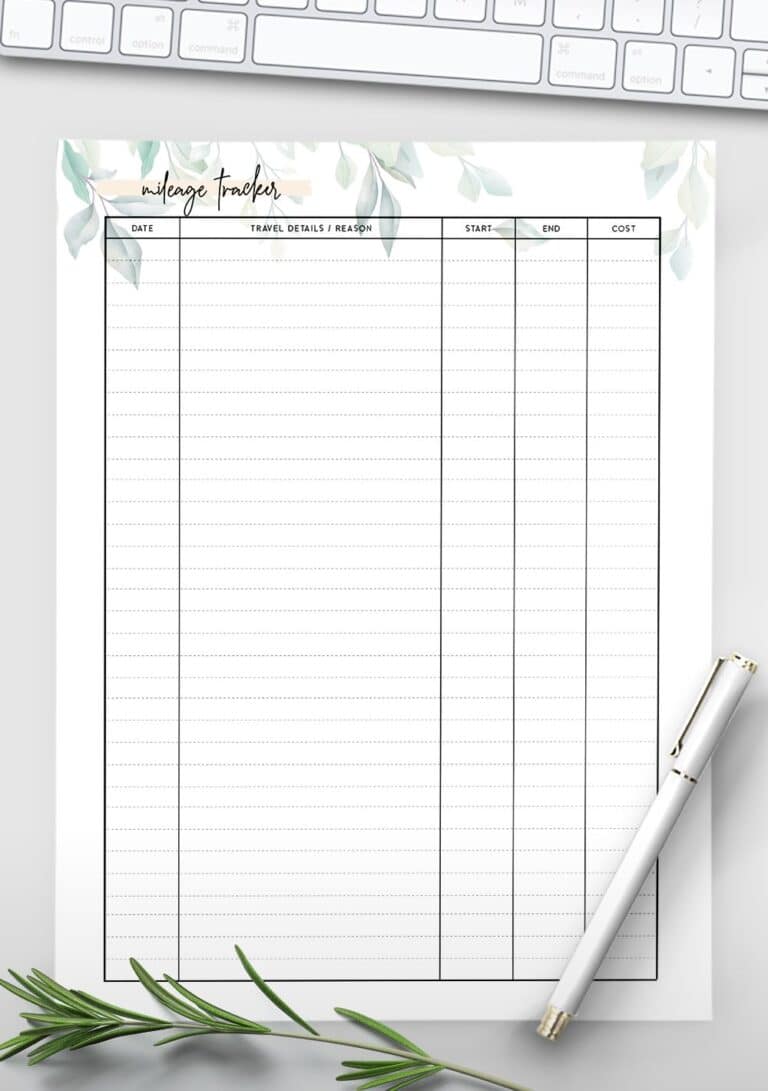 Download Mileage Log Templates - 10 Best Styles - World of Printables