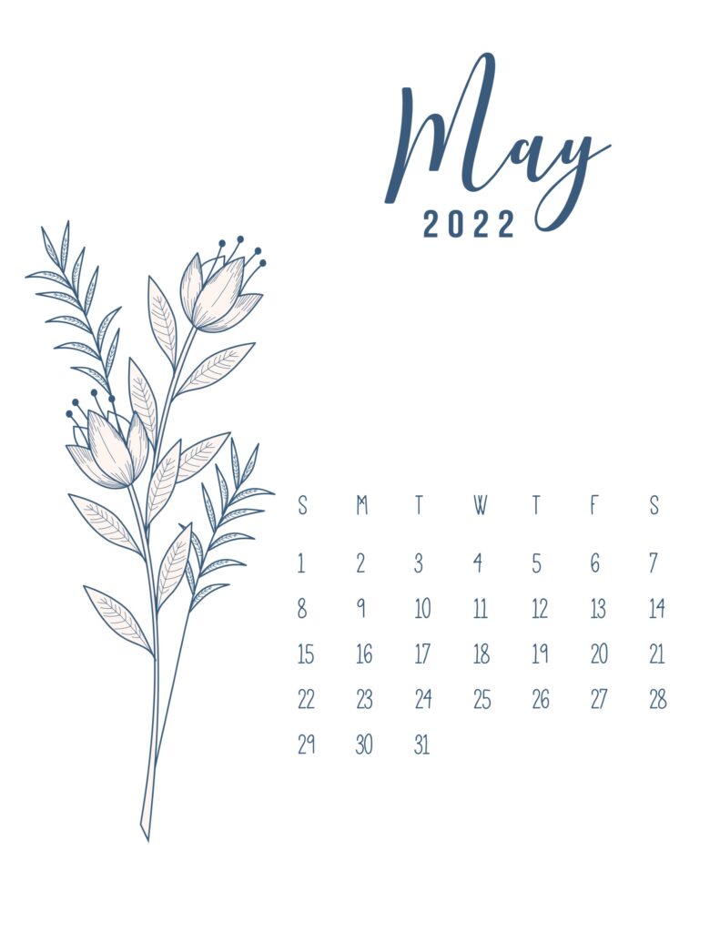 free printable 2022 calendar - may