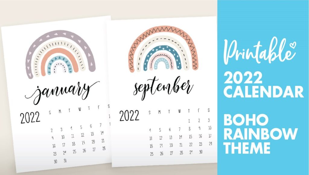 free printable 2022 rainbow calendar world of printables