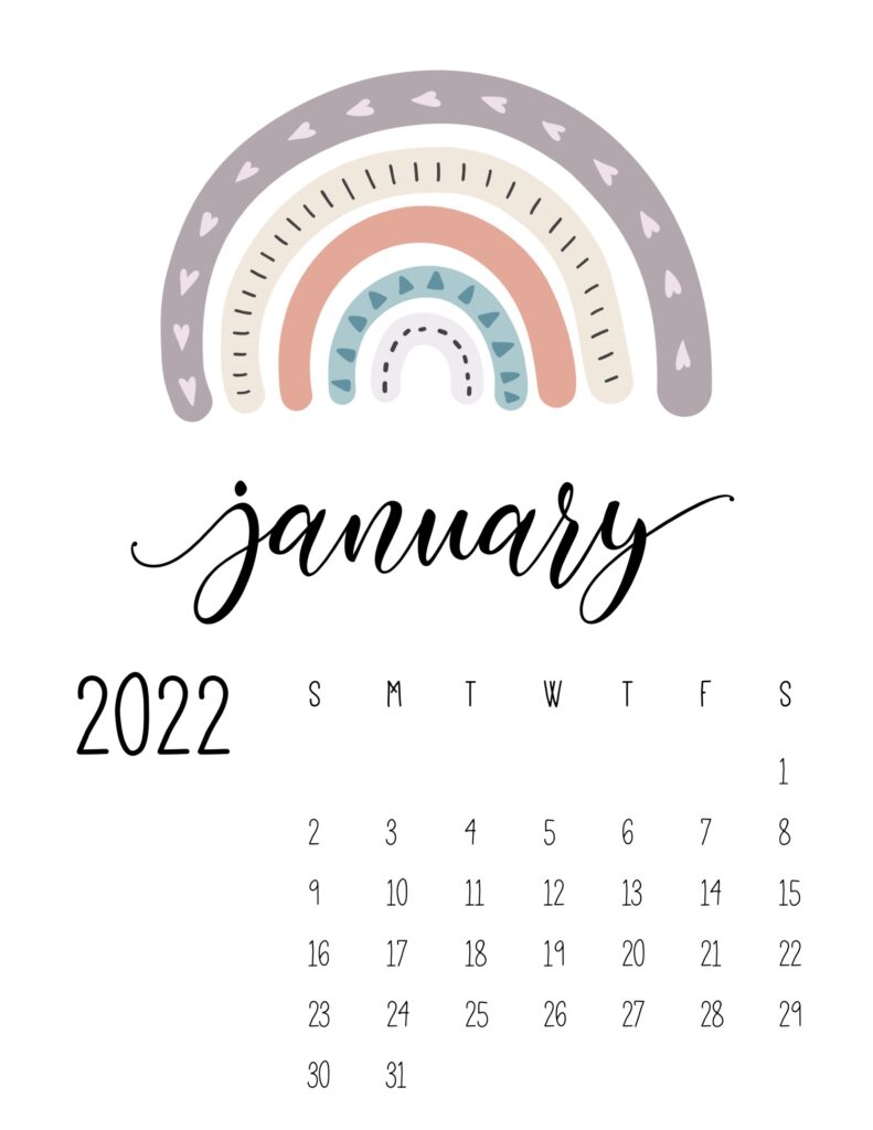 Free Printable 2022 Rainbow Calendar - World Of Printables