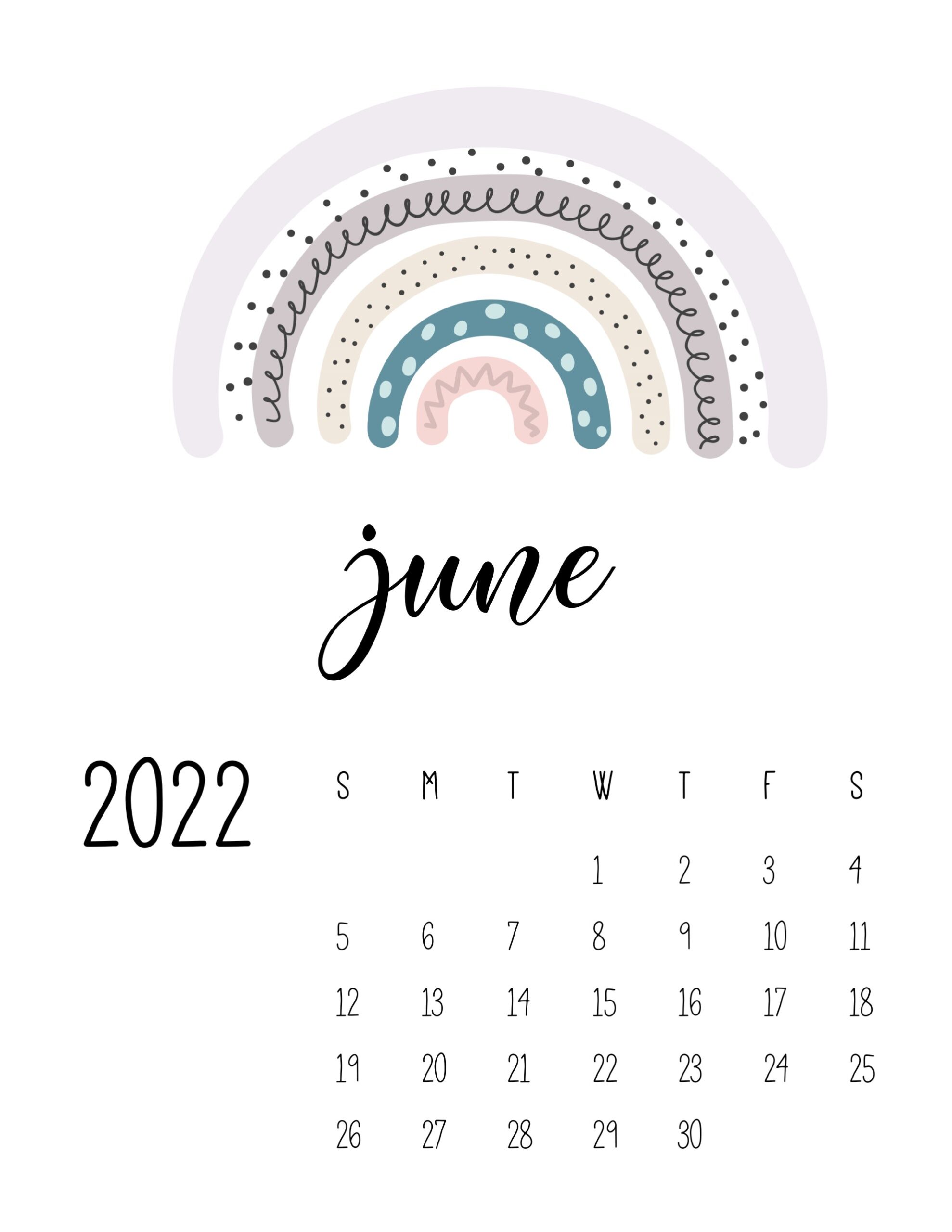 free printable 2022 rainbow calendar world of printables