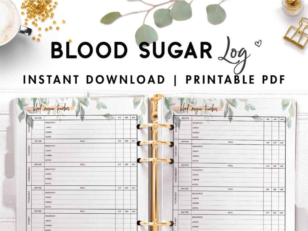 free printable blood sugar log sheet