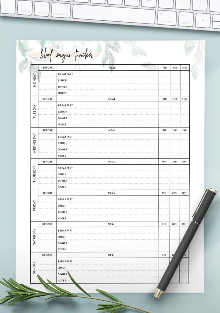 Download Free Printable Blood Sugar Log Chart PDF - World of Printables