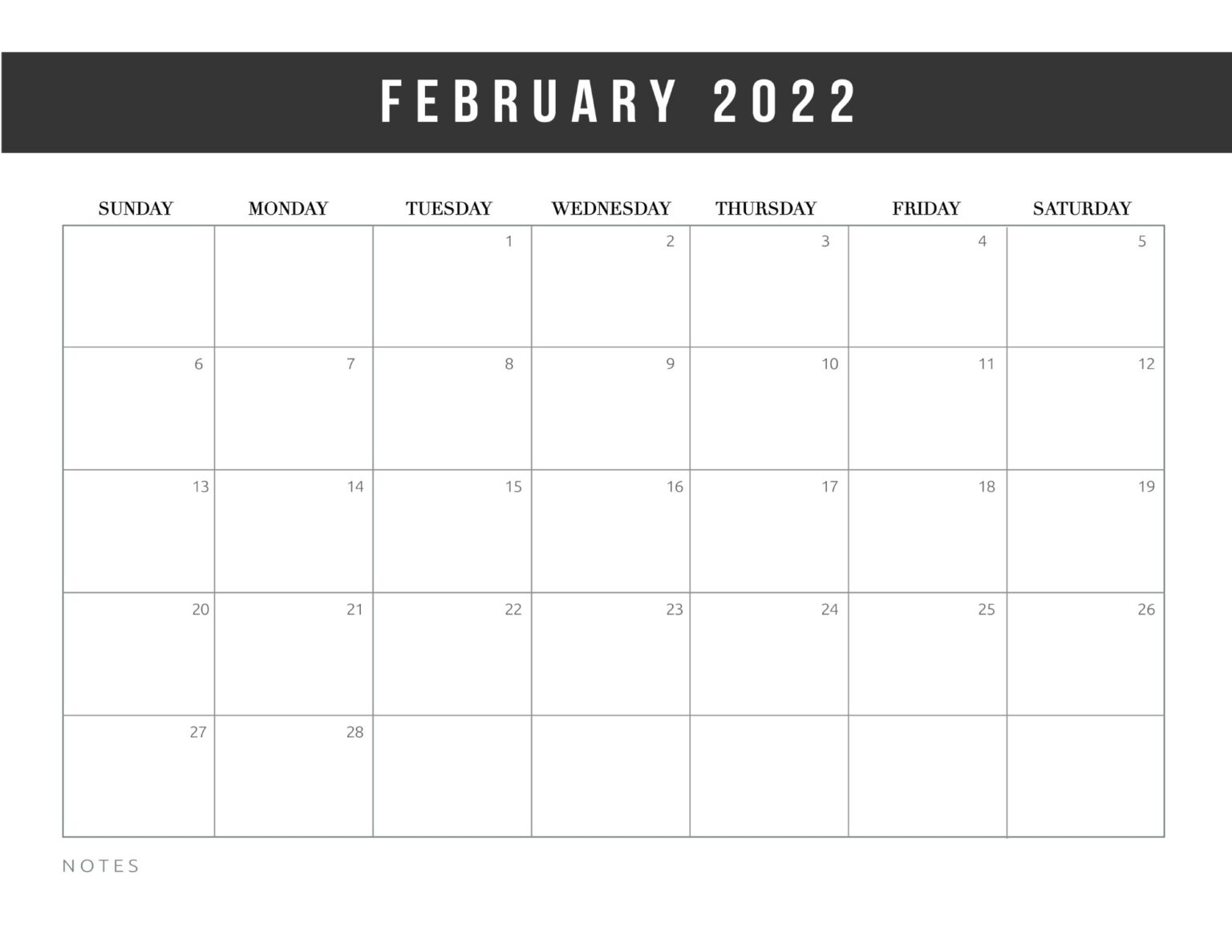 Free Printable February 2022 Calendars - World of Printables