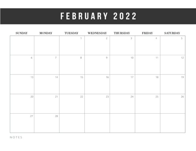 Free Printable February 2022 Calendars - World of Printables