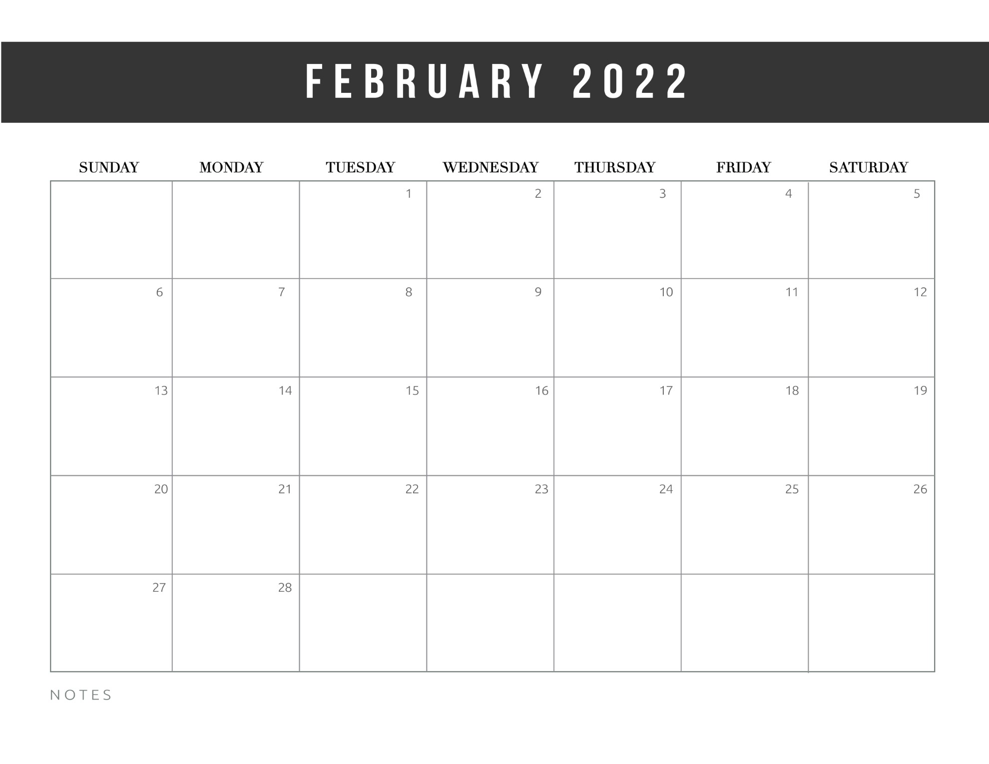 Feb 2022 Calendar Printable Free Free Printable February 2022 Calendars - World Of Printables