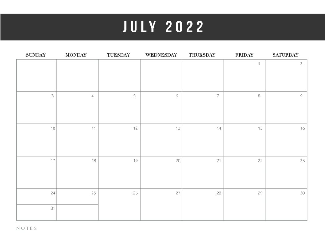 Free Printable July 2022 Calendars - World of Printables