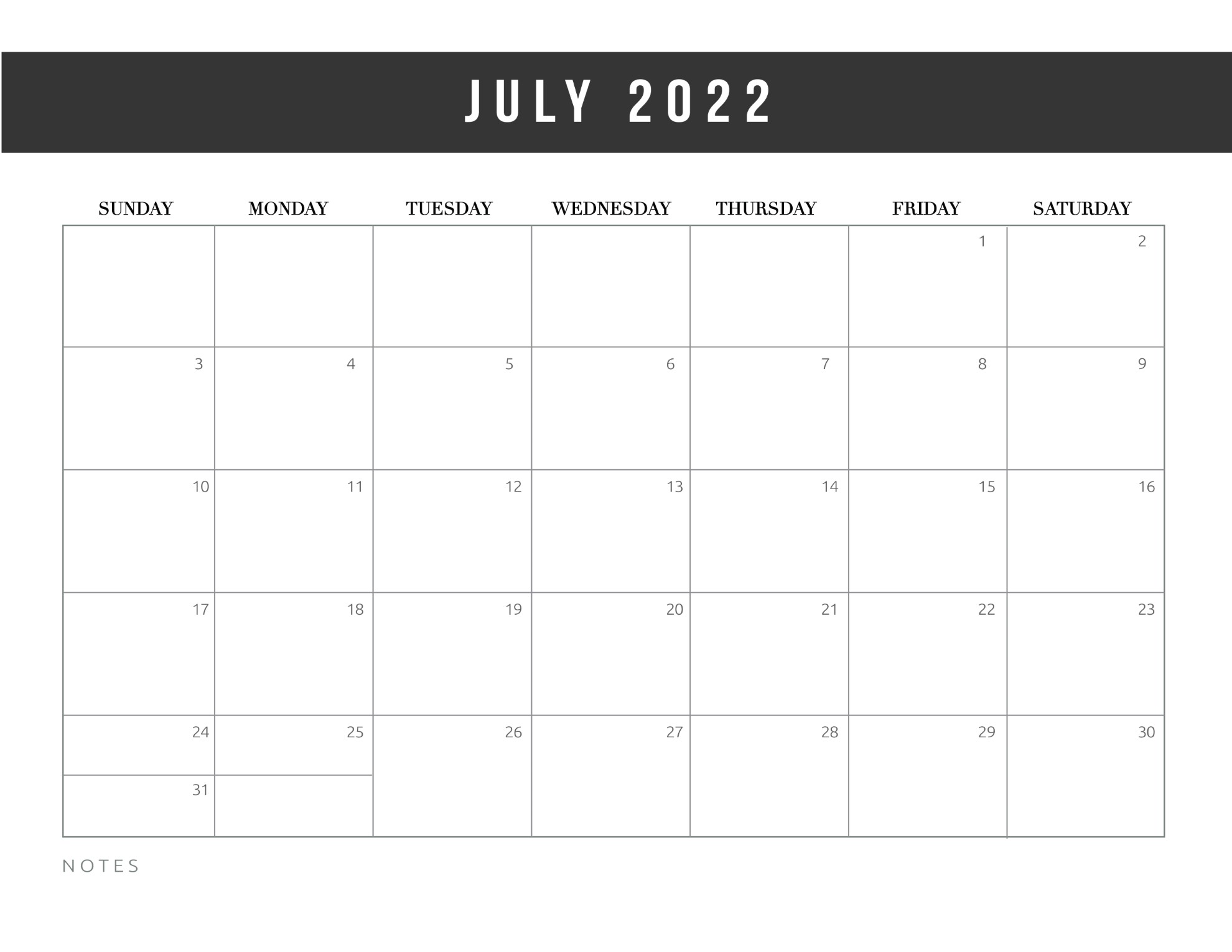 Free Printable 2022 Calendar Template