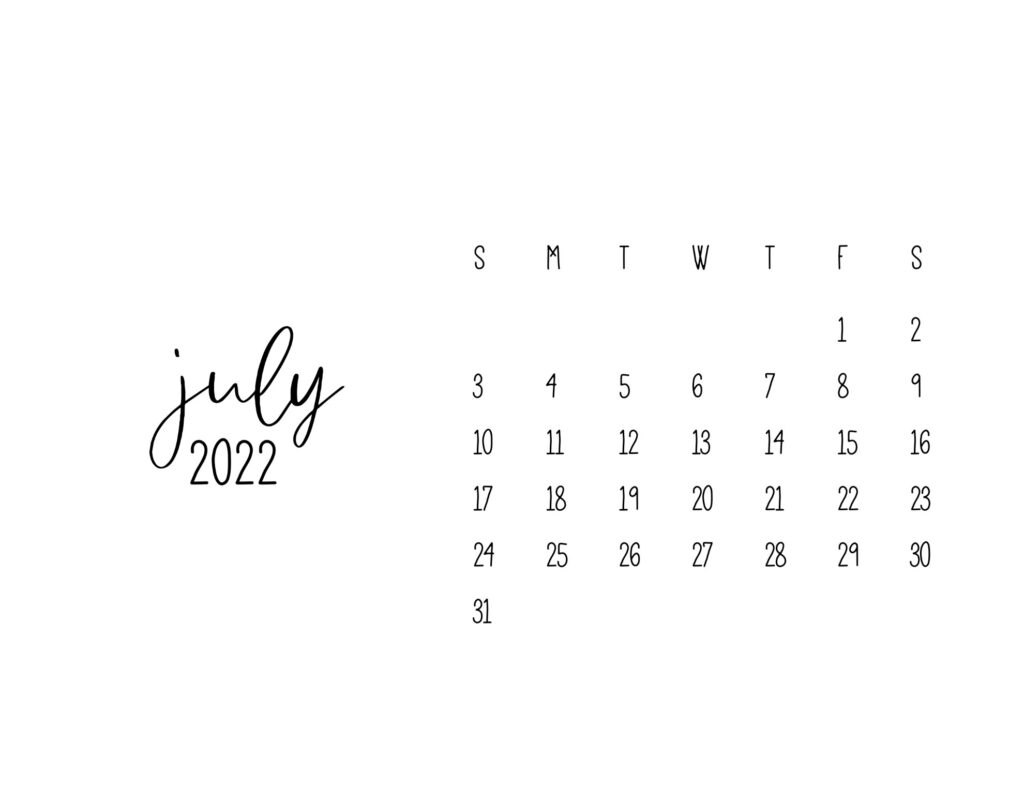 free printable calendars 2022 - july