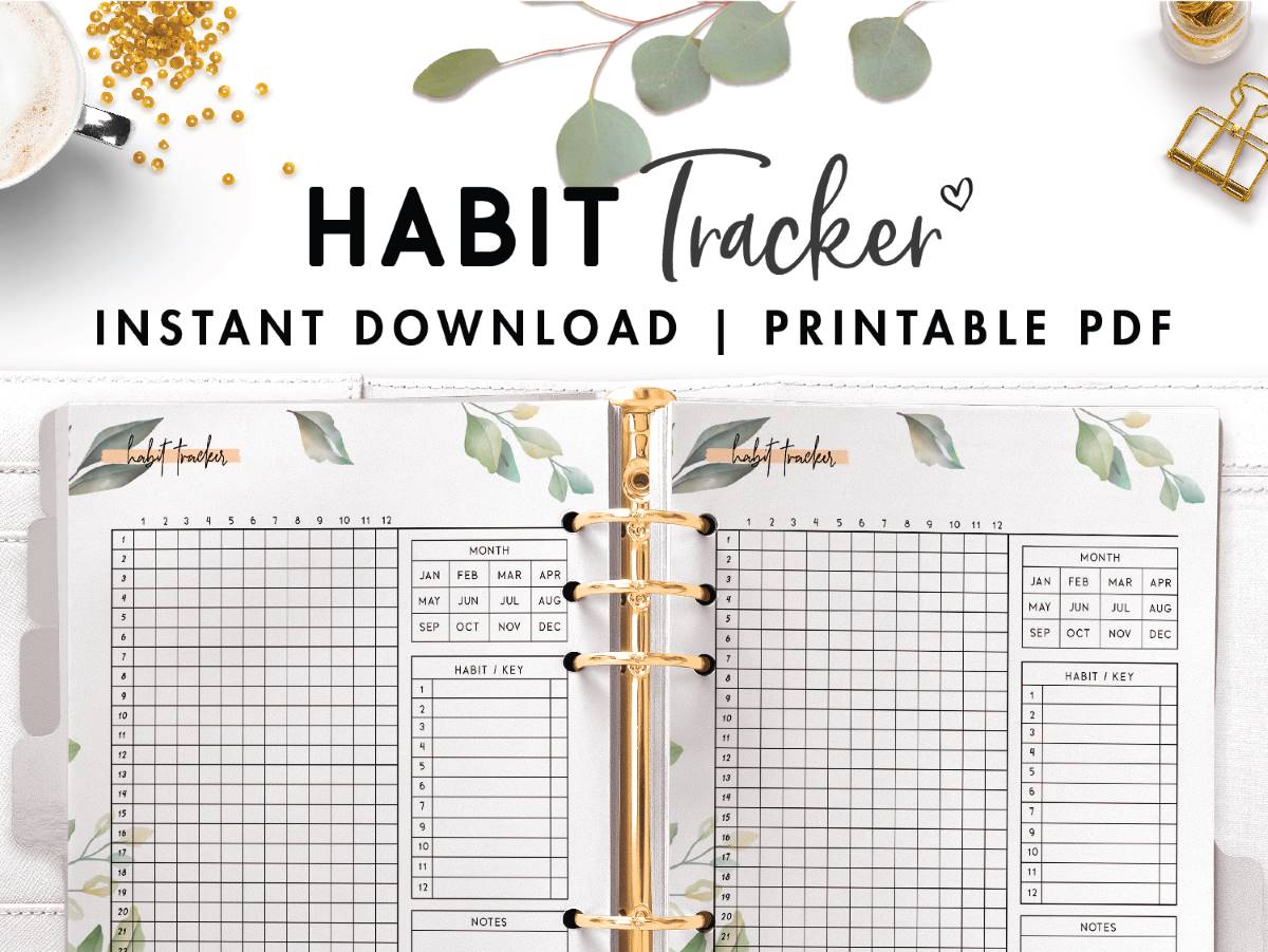 Paper Party Supplies Printable Planner Habit Tracker Pdf Png Files