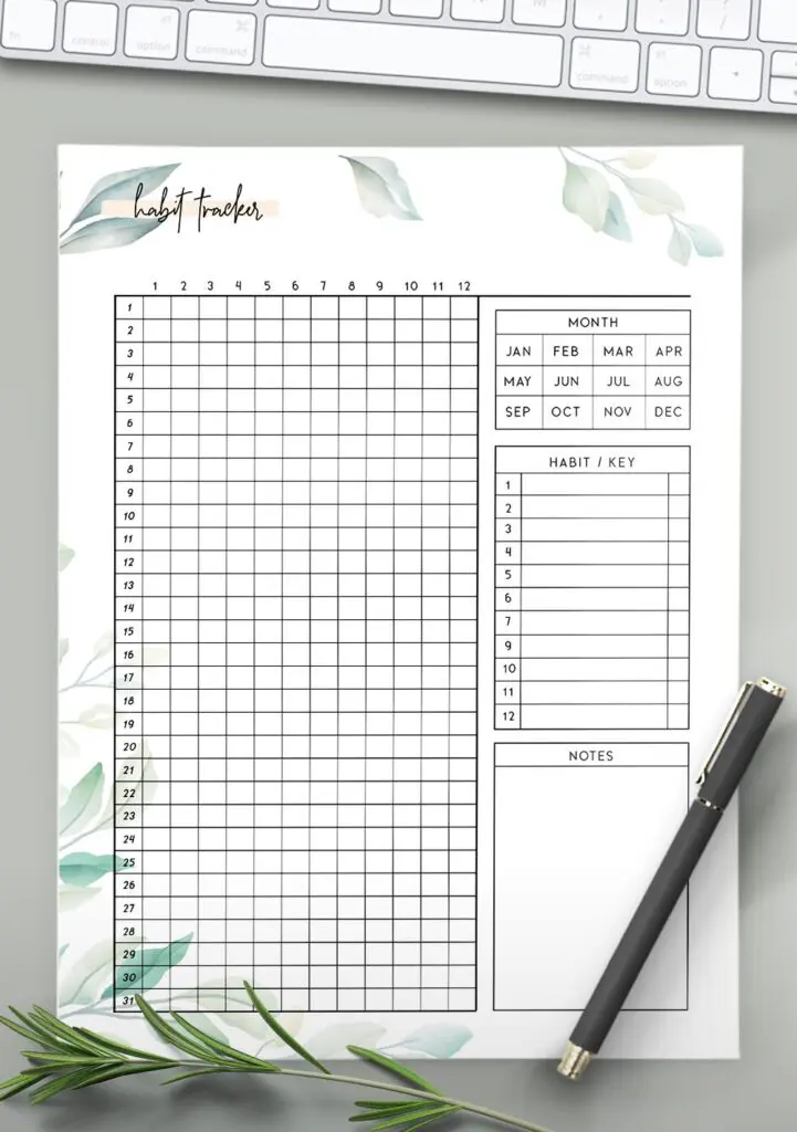 free printable habit tracker