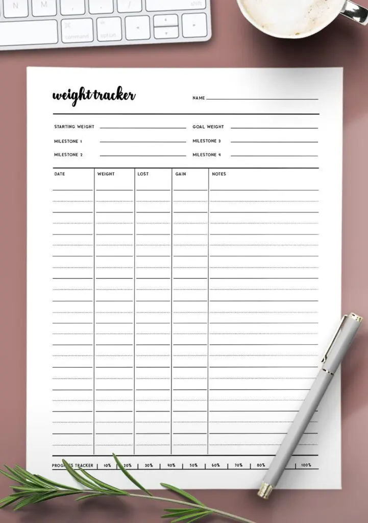 free printable weight loss tracker