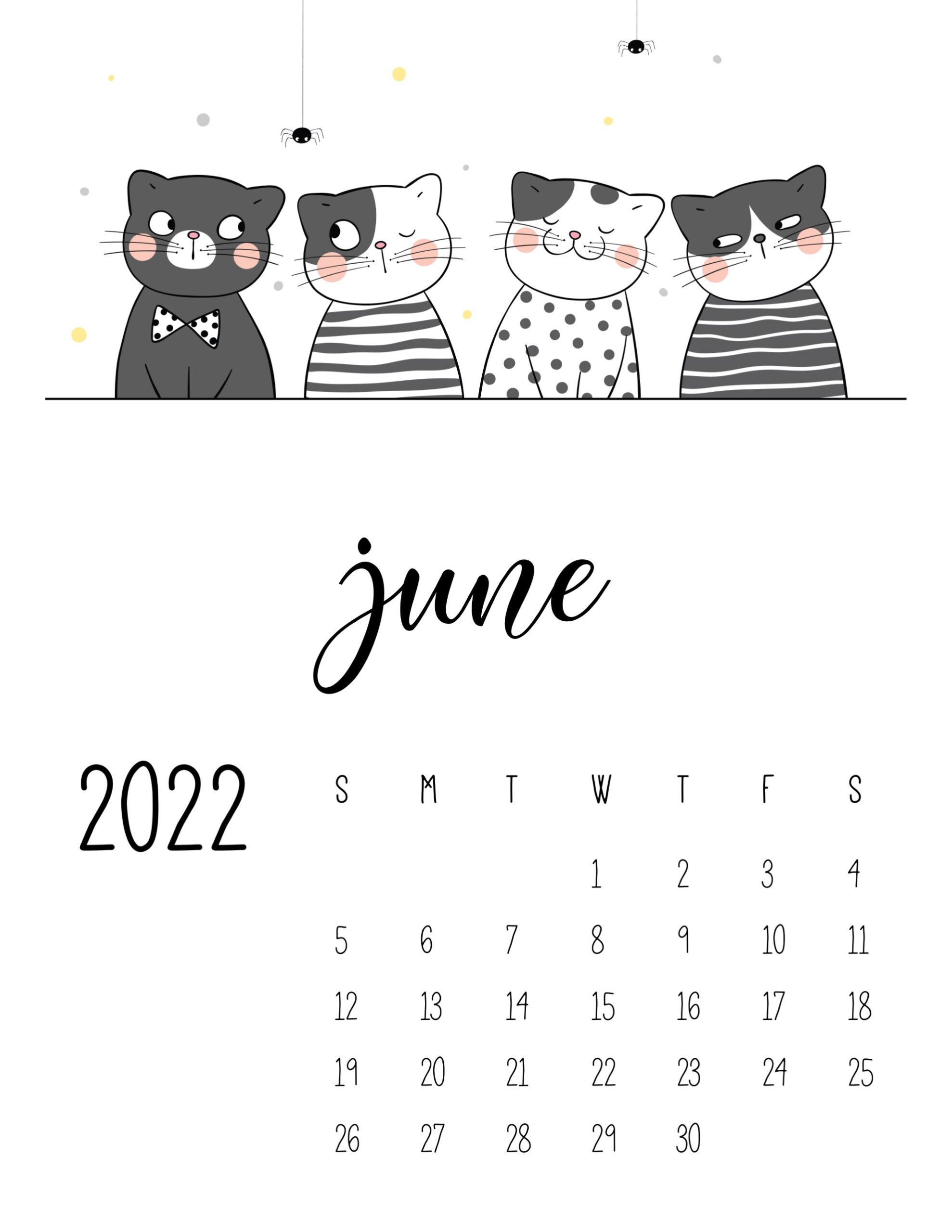 Cute June Calendar 2022 Free Printable June 2022 Calendars - 100'S Of Styles - All Free!