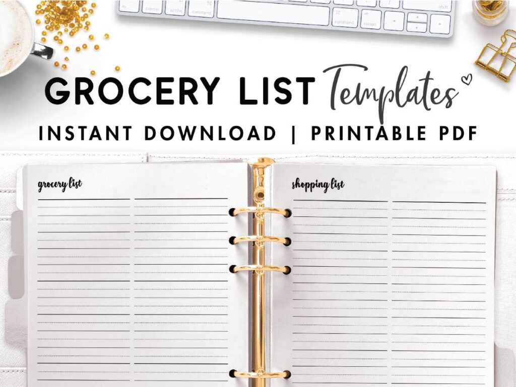 grocery list templates