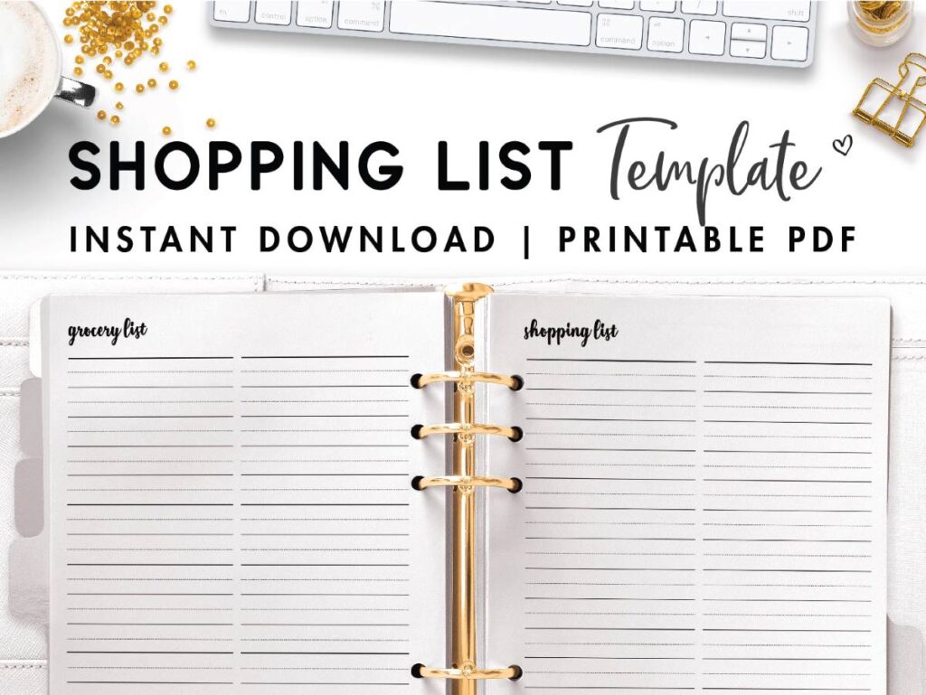 shopping list template