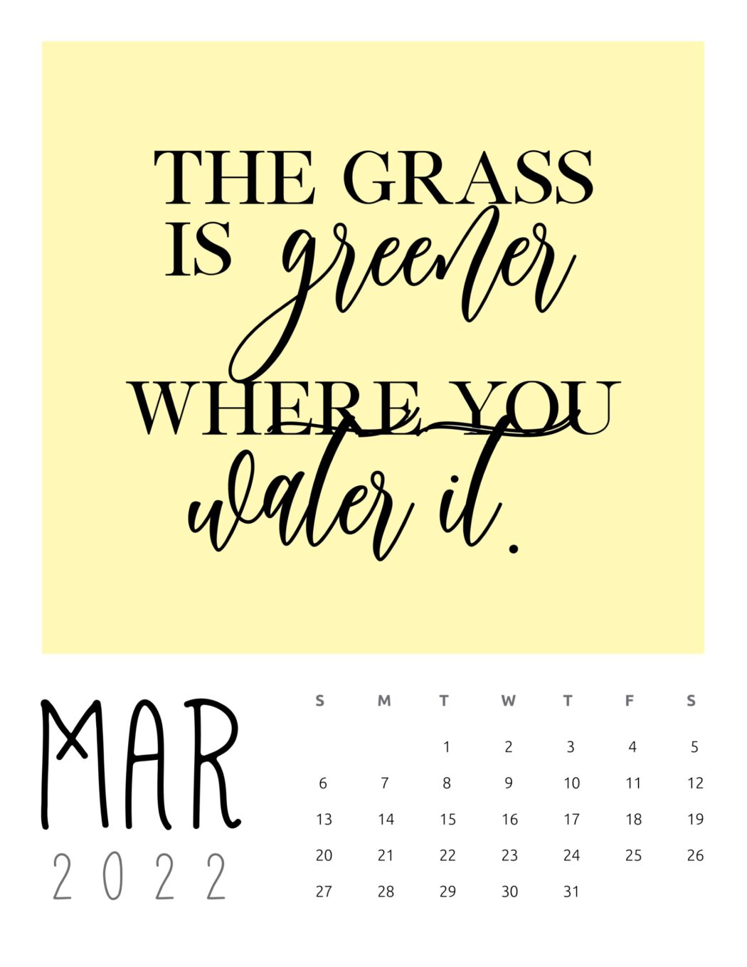 Inspirational Quotes Calendar 2022
