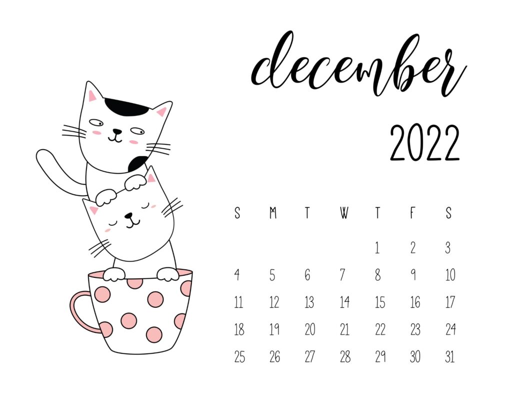 kitten calendar 2022 - december