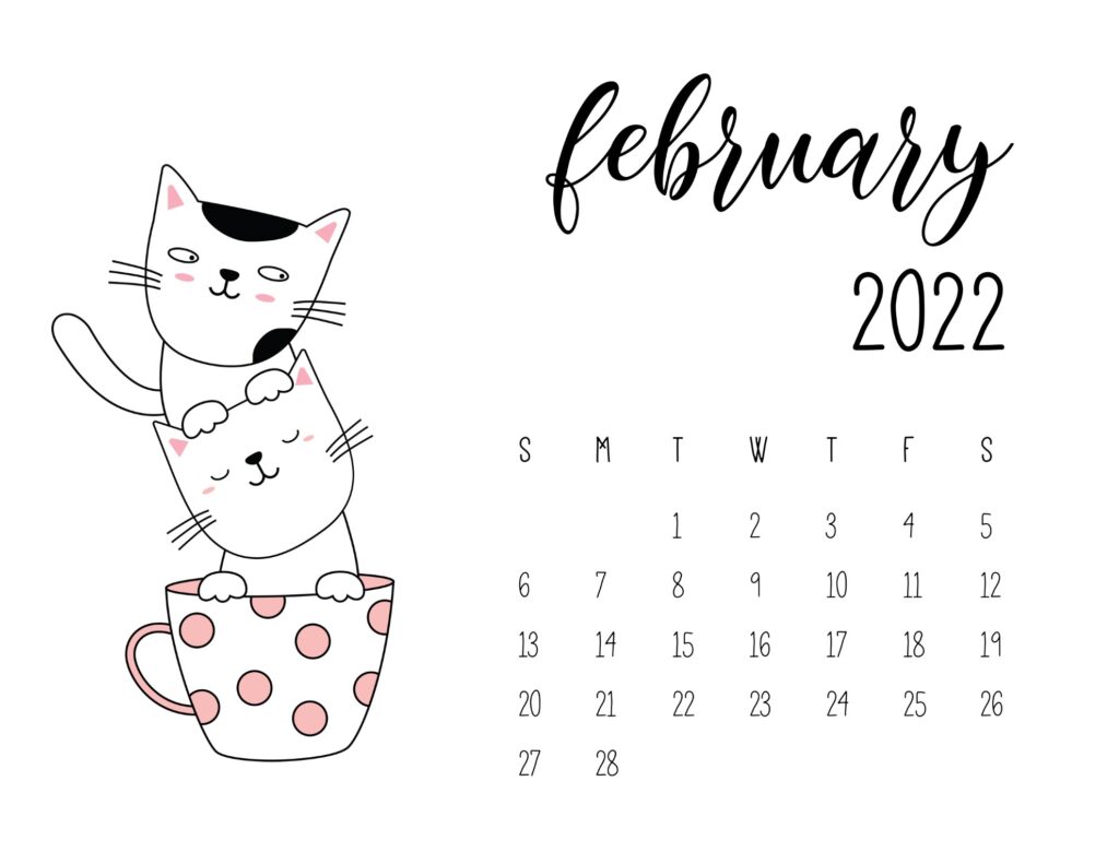 Free Kitten Calendar 2022 Printables - World Of Printables