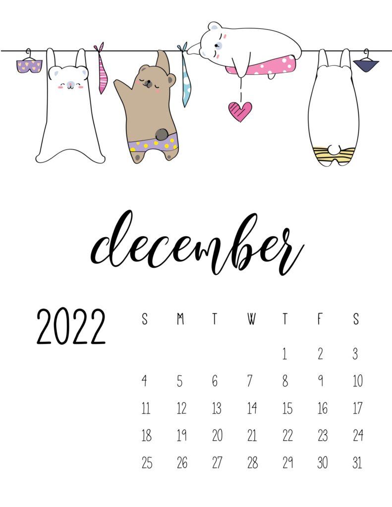 laundry room wall art calendar - december