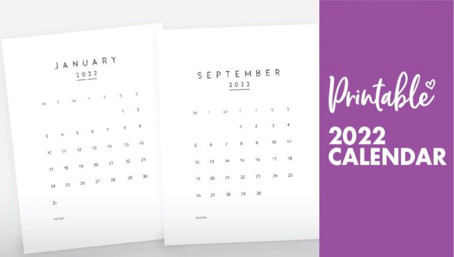 monthly calendar 2022