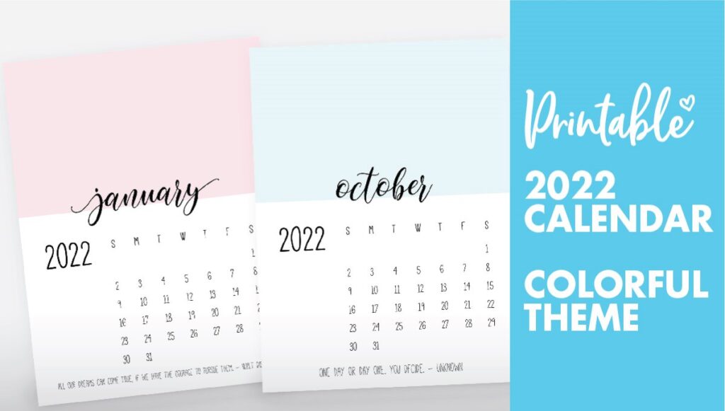 monthly calendar 2022 printable