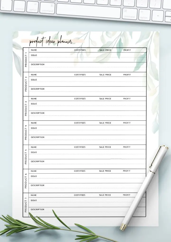 new product ideas planner