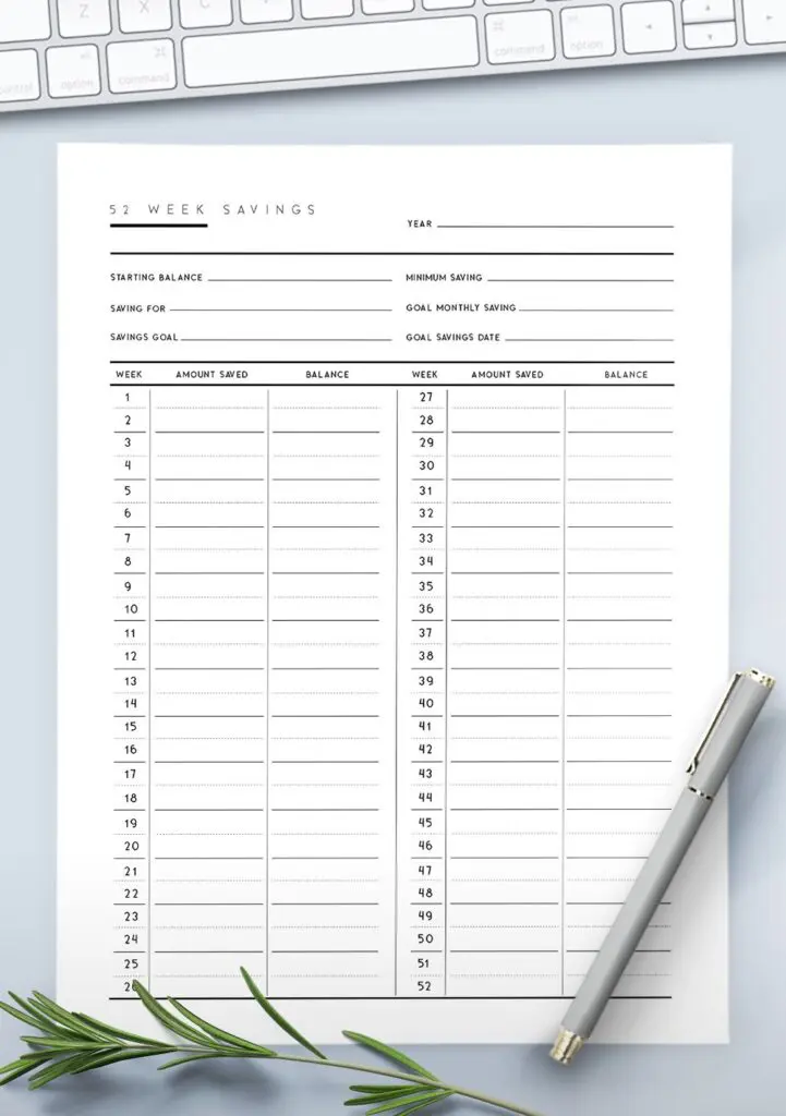 pdf savings tracker printable