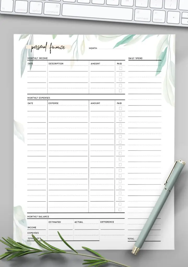 personal balance sheet template