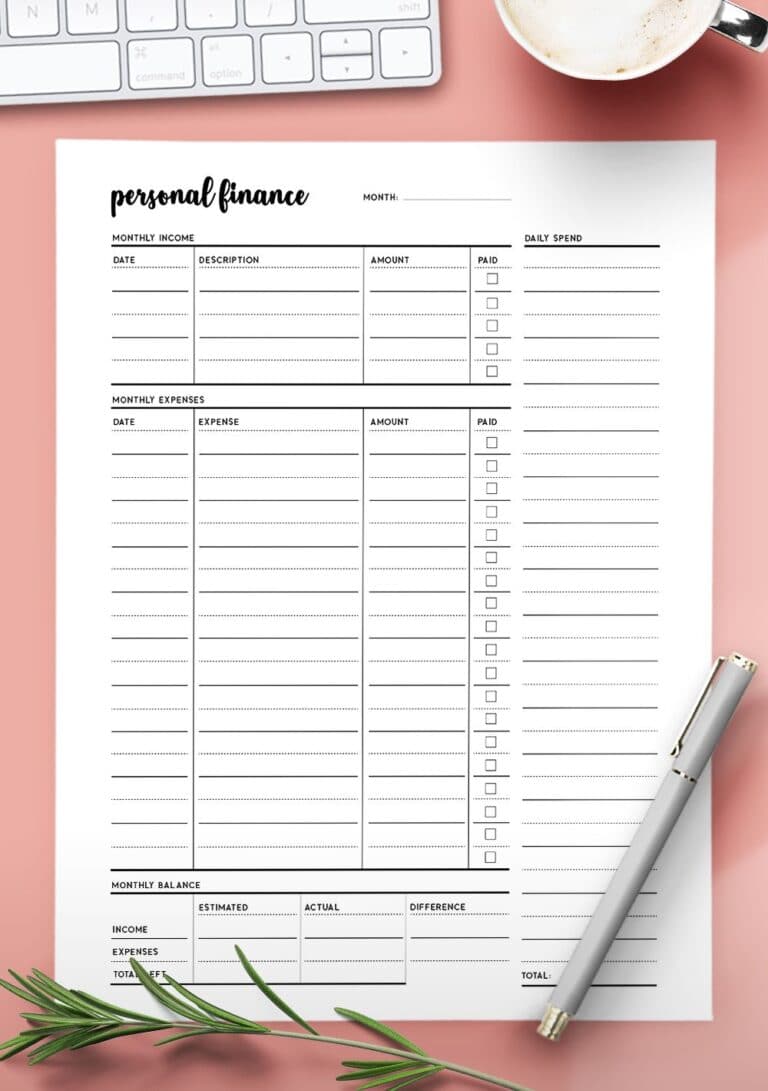 Printable Personal Finance PDF - World of Printables