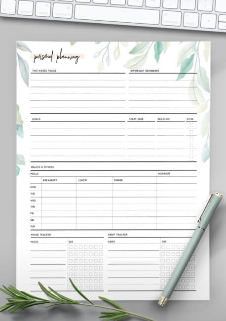 Free Personal Planning Template - Time To Focus On You - World of ...